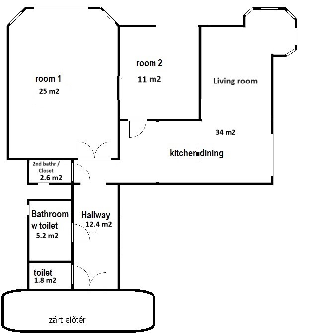 Rákóczi 59 floorplan updated with m2