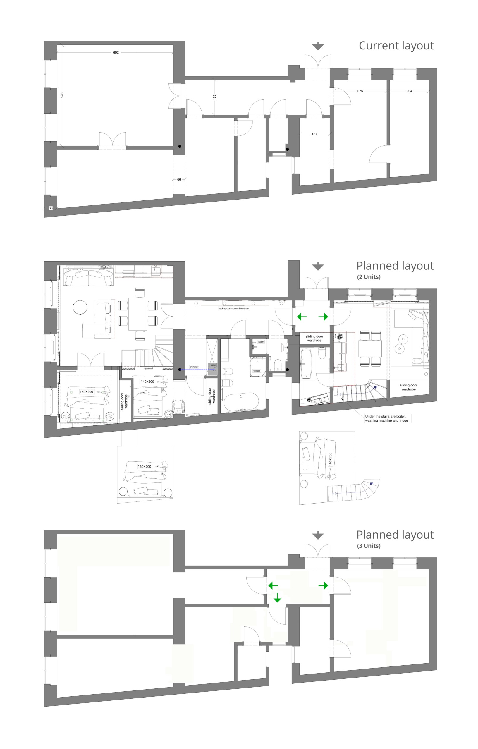 planned layout, up to 3 units optimized