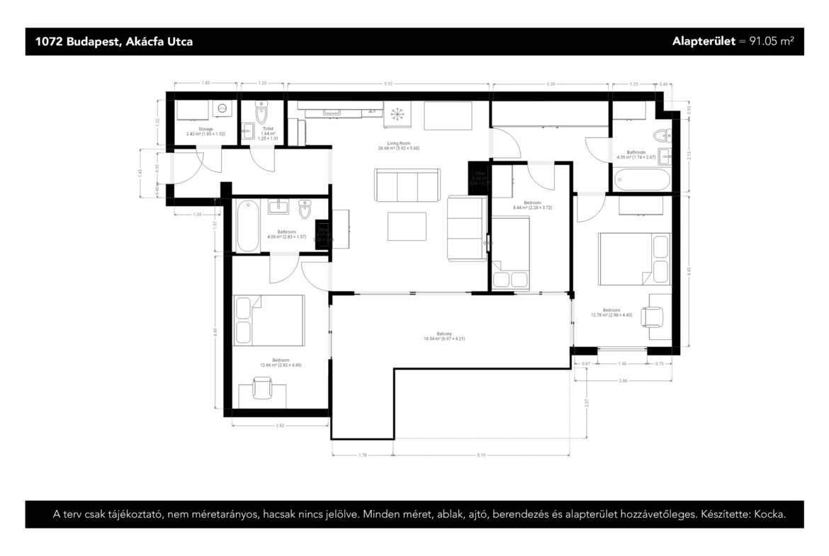 1072 Budapest, Akácfa Utca 26. 8. emelet 1. Floor Plan